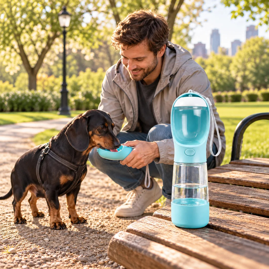Wasser für unterwegs – PfotenFlasche in der Anwendung